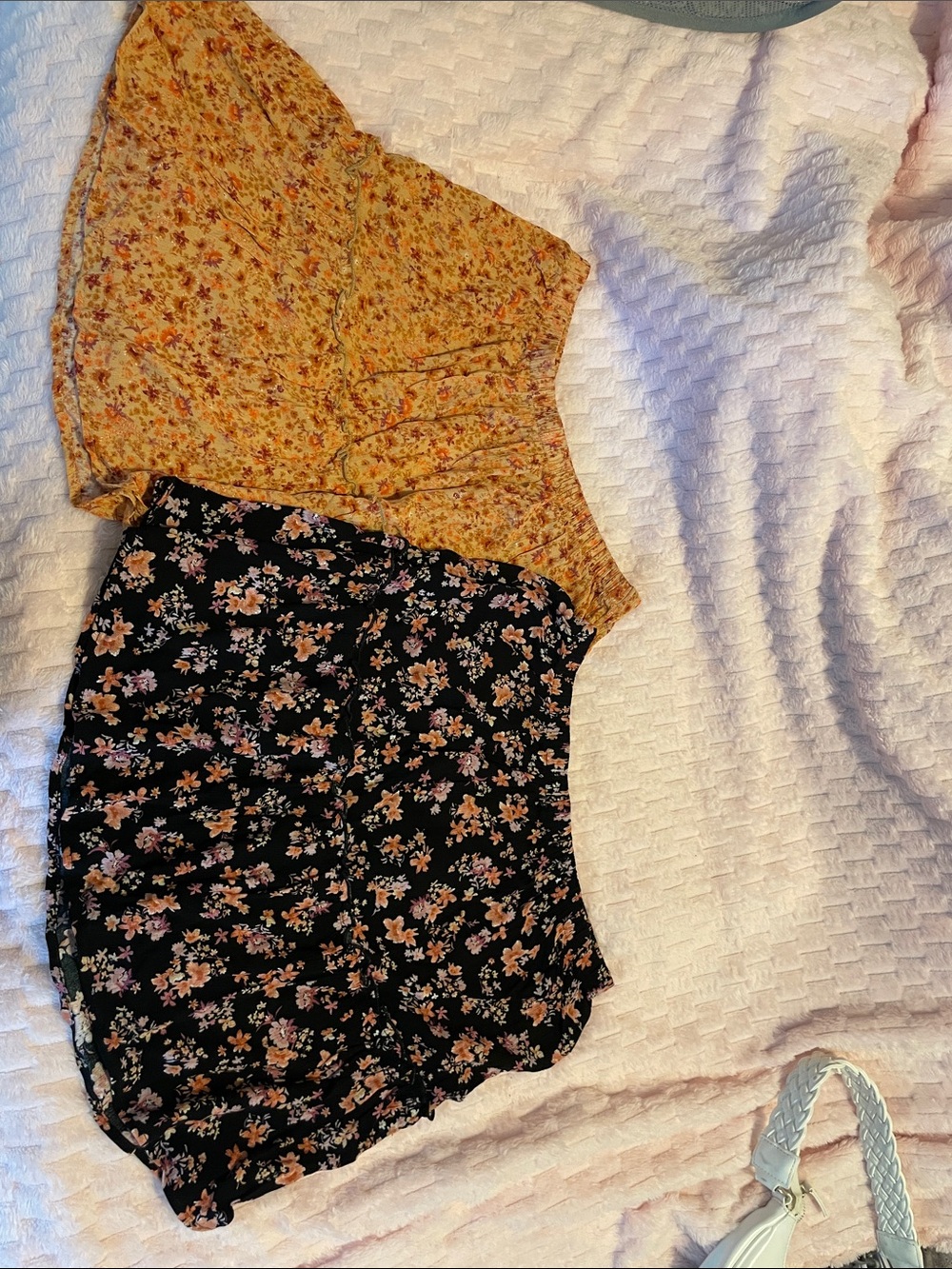 Pink Rose Floral Mini Skirt Set - Yellow Floral & Black Floral